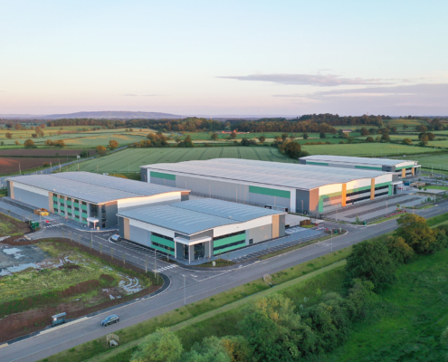 Aerial View of Modern Industrial Warehouse Complex