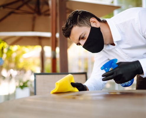 commercial disinfection outside table